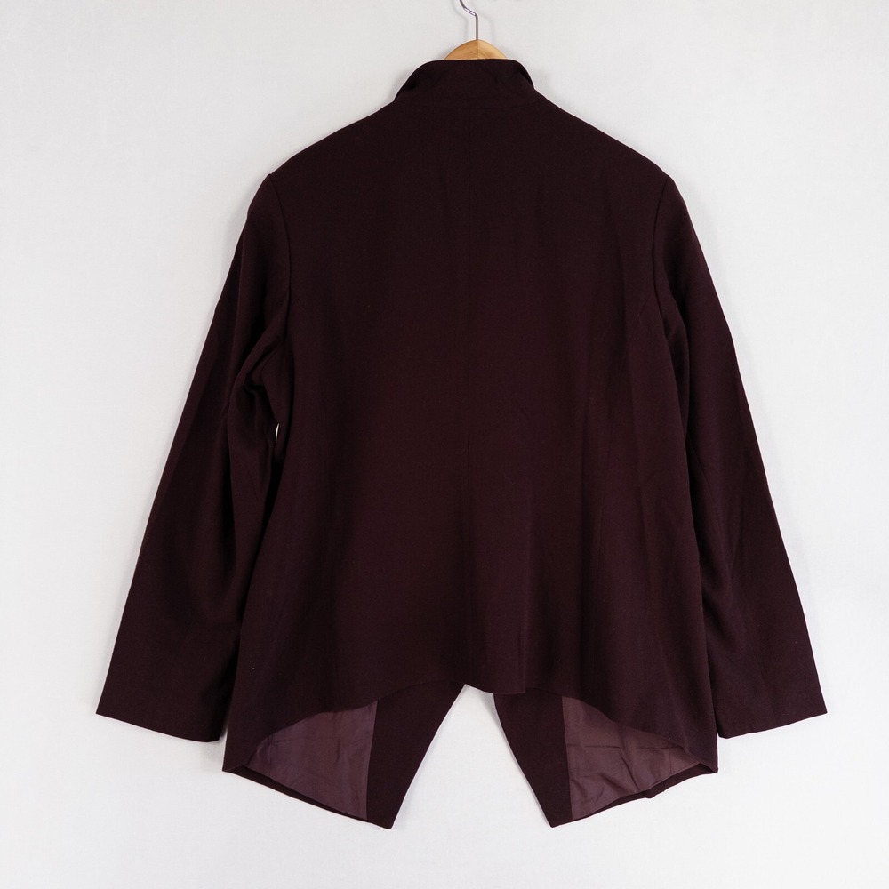 Coldwater Creek Blazer Womens 16 Red Burgundy Cascade Jacket Open Front Stretch - Picture 3 of 8